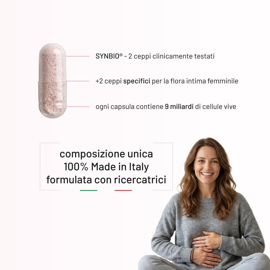 Probiotici Donna Flora Intima - 9 MLD Probiotici Selezionati - 30 Capsule - Microbiota femminile | Per Candida, Cistite, Vaginosi | L. Rhamnosus, L. Paracasei e L. Plantarum | Made in Italy