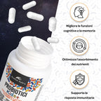 DAI RICERCATORI AI CONSUMATORI, Fermenti Lattici Probiotici per Bambini, Capsule Apribili e Scioglibili in Acqua/Succo/Latte, + Vitamina C, Vitamina D e Ferro - 60 Capsule 2 Mesi