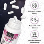 Integratore Menopausa Completo con Probiotici Lactobacillus Gasseri, Lactobacillus Crispatus - Equilibrio Vaginale e Intestinale, Vampate di Calore, Controllo del Peso - 60 Capsule 2 Mesi