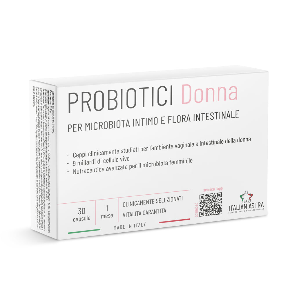 Probiotici Donna Flora Intima - 9 MLD Probiotici Selezionati - 30 Capsule - Microbiota femminile | Per Candida, Cistite, Vaginosi | L. Rhamnosus, L. Paracasei e L. Plantarum | Made in Italy